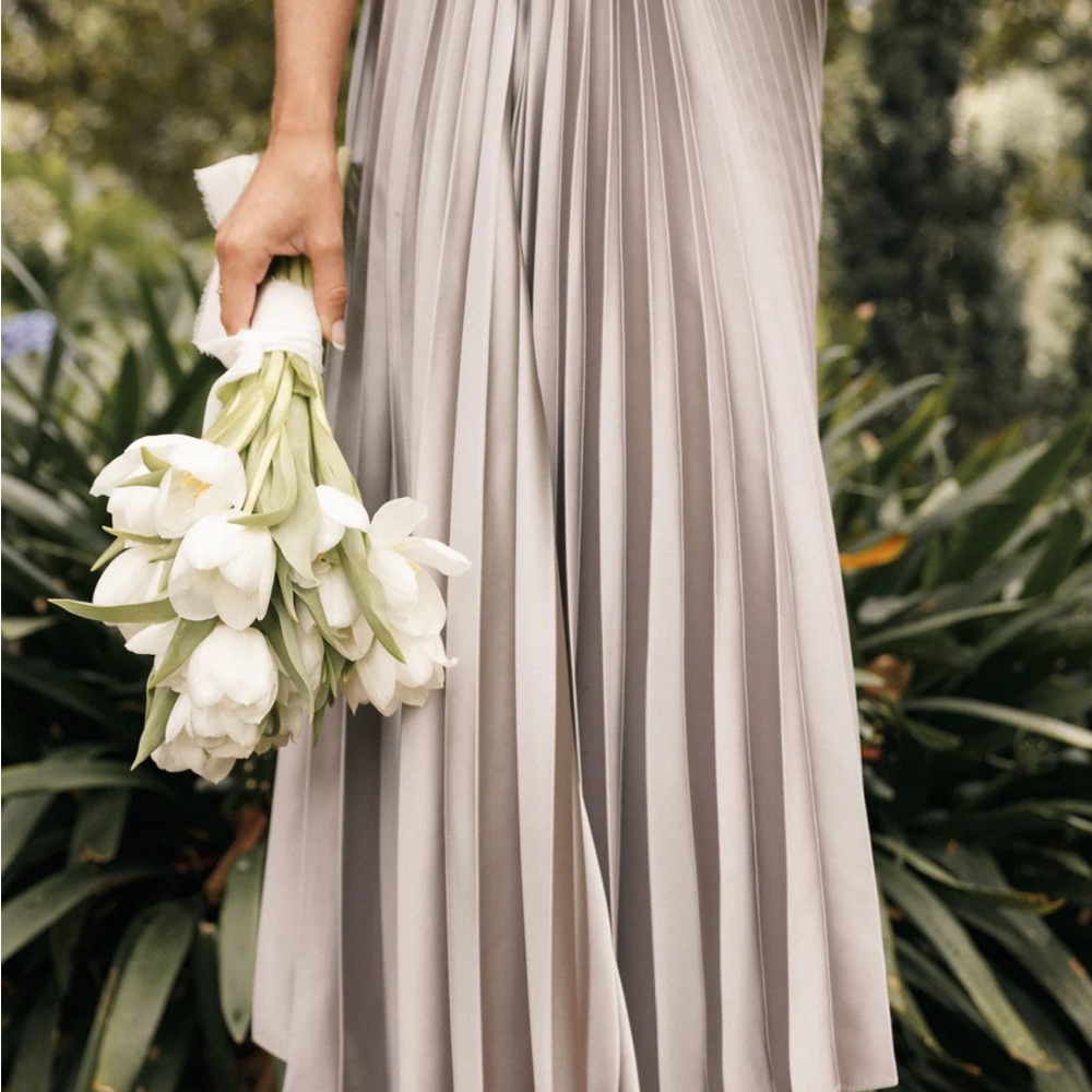 NWT Silver Petal and Pup Kleo one shoulder pleated maxi dress size XS - Picture 3 of 8